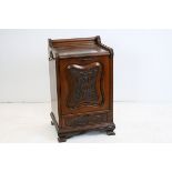 Victorian Mahogany Purdonium with carved panel to front, 37cms wide x 65cms high