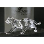 Swarovski Silver Crystal Figure of a Leopard, A 7610 NR 000 002, with Box and certificate