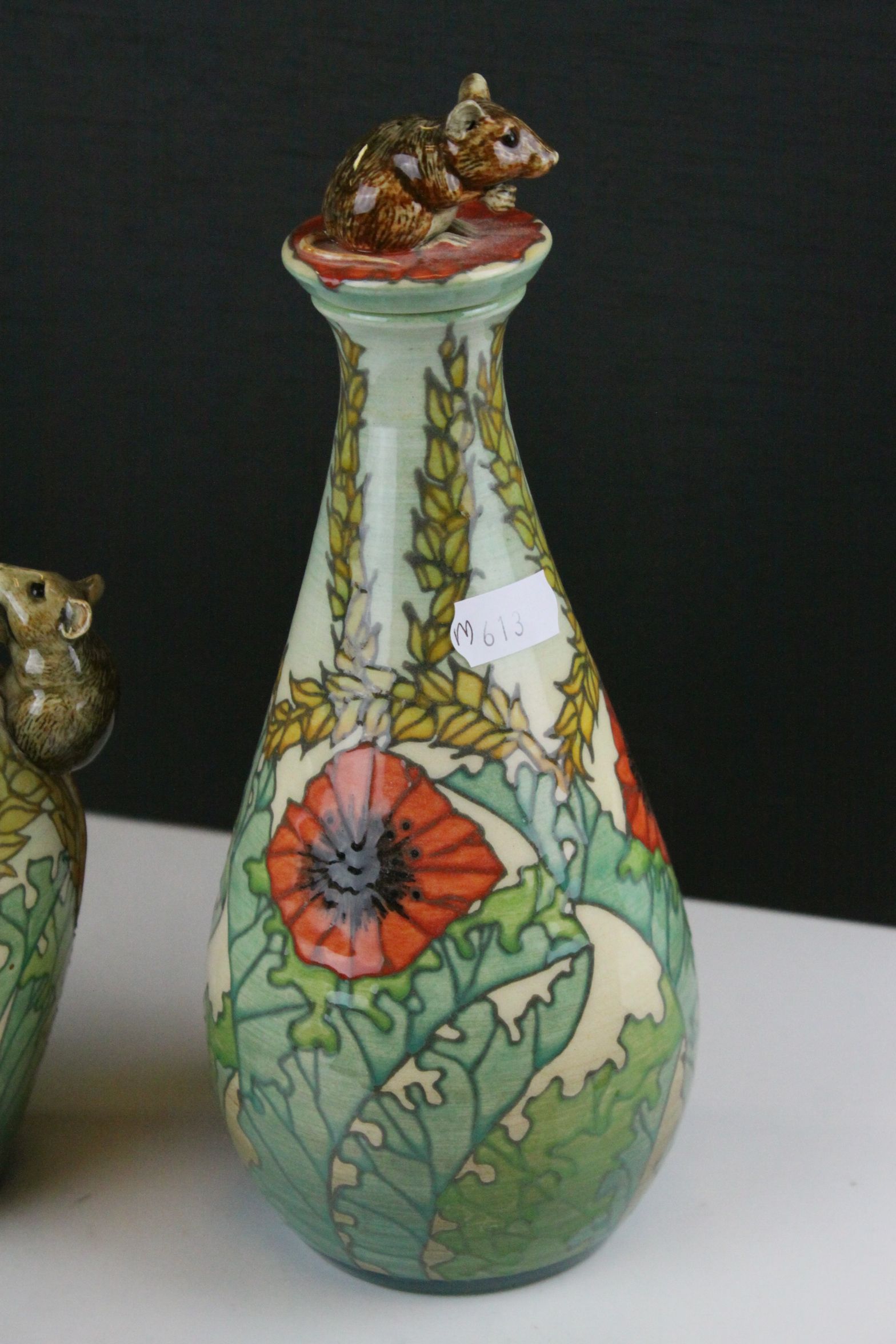 Dennis China Works ' Poppies and Corn ' Candlestick, Vase and Bottle with Stopper, all designed by - Image 4 of 15