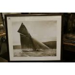 Sepia Photoprint on the ' J ' Class Yacht Valkyrie III racing in the Solent in 1895, marked '