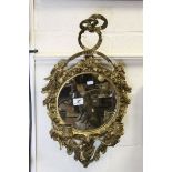 19th century Giltwood & Gesso Oval Girandole Mirror, 60cms high