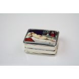 Silver Pill Box, the lid depicting pictorial nude image