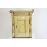19th century Pine Hanging Wall Cabinet, the single panel door opening to reveal a shelf, 53cms