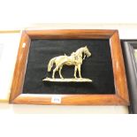 19th century Flaback figure of a Saddled Arabian Stallion in original frame