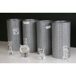 Four boxed Swarovski glass figures to include a bear, dog, owl and a mouse.