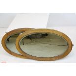 Pair of Early 20th century Oak Framed Oval Mirrors, 79cms long