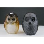 Malleras Sweden - Two Glass Owls, 16cms high