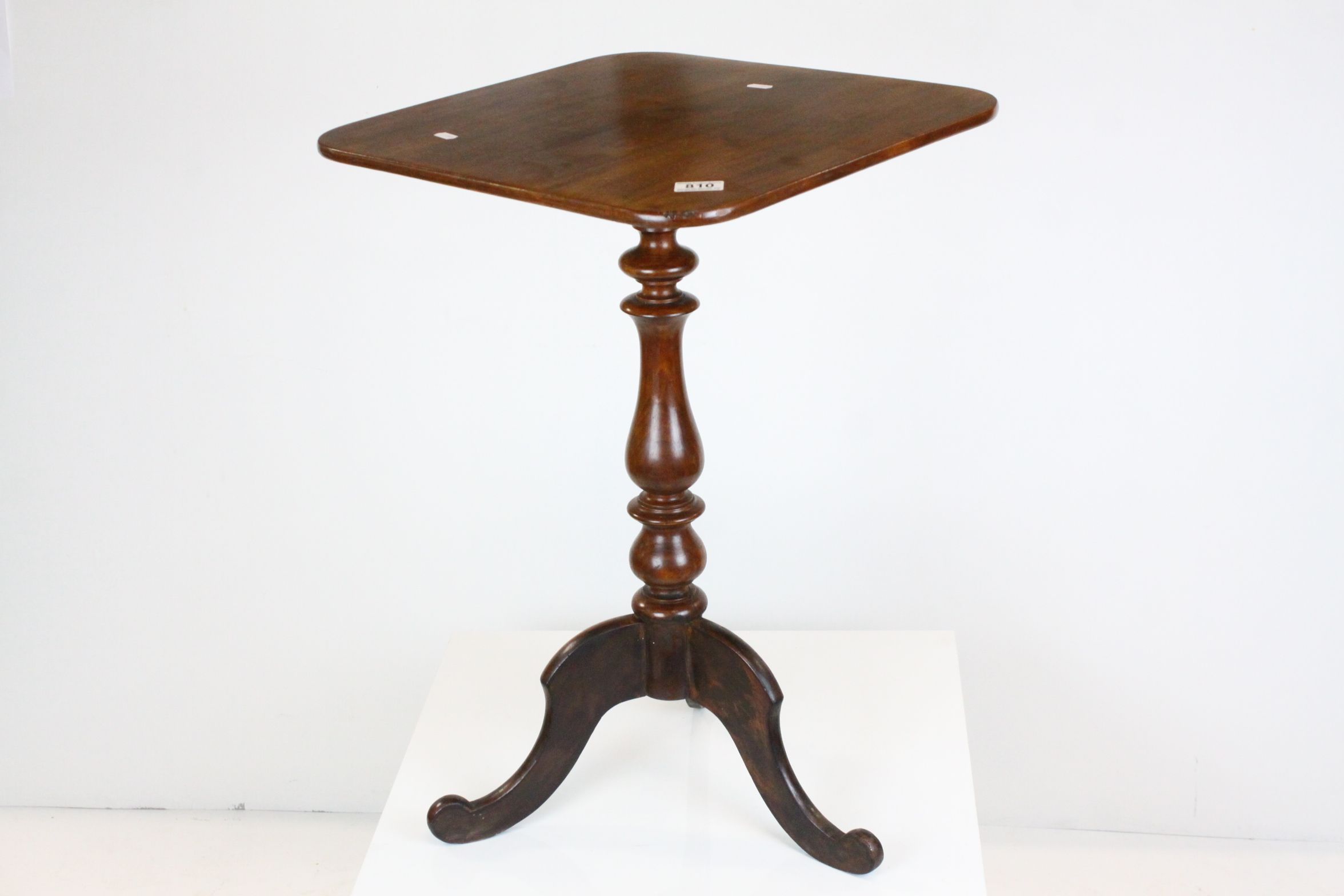 19th century Mahogany Pedestal Lamp Table with square top, 47cms wide x 70cms high