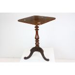 19th century Mahogany Pedestal Lamp Table with square top, 47cms wide x 70cms high