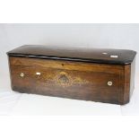 Large 19th century Music Box by J H Heller, playing twelve airs, contained in an inlaid walnut case,