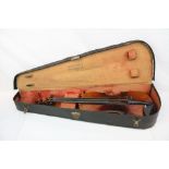 An antique cased violin .