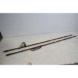 Pair of Indian / African Pig Sticking Spears, with triple blade iron spear tips, bamboo shafts