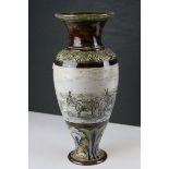 Hannah Barlow Doulton Lambeth Stoneware Baluster Vase with sgraffito decoration to the body of