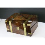 19th century Brass Bound Walnut Writing Slope Box, 30cms wide