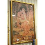 Chinese Advertising Poster featuring a seated girl, 76cms x 50cms, framed and glazed