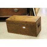 Late victorian pine tack box with fitted interior