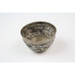 A late 19th century / early 20th century white metal Japanese Saki cup with Hare and cherry