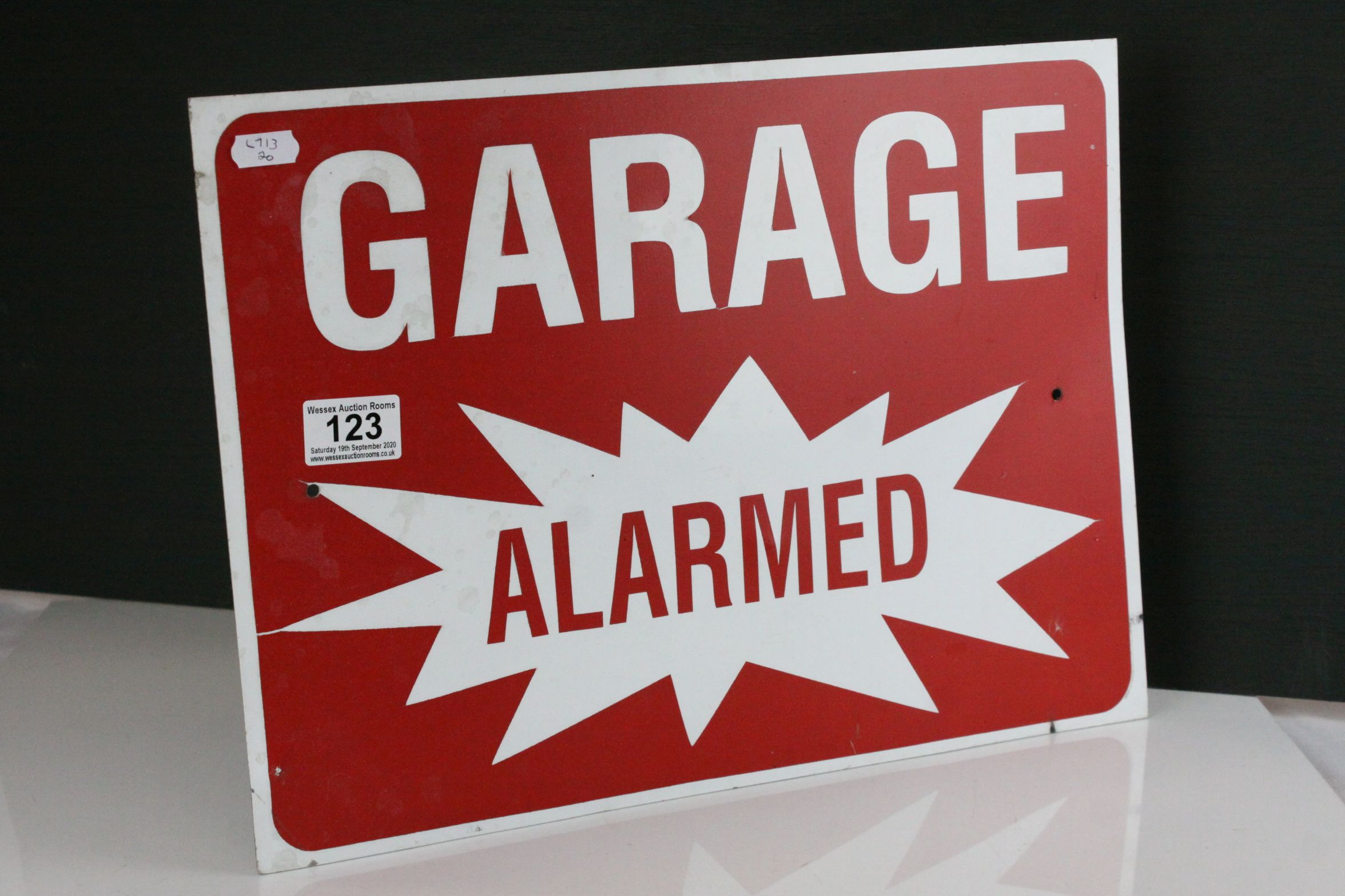 Metal Warning Sign ' Garage Alarmed '