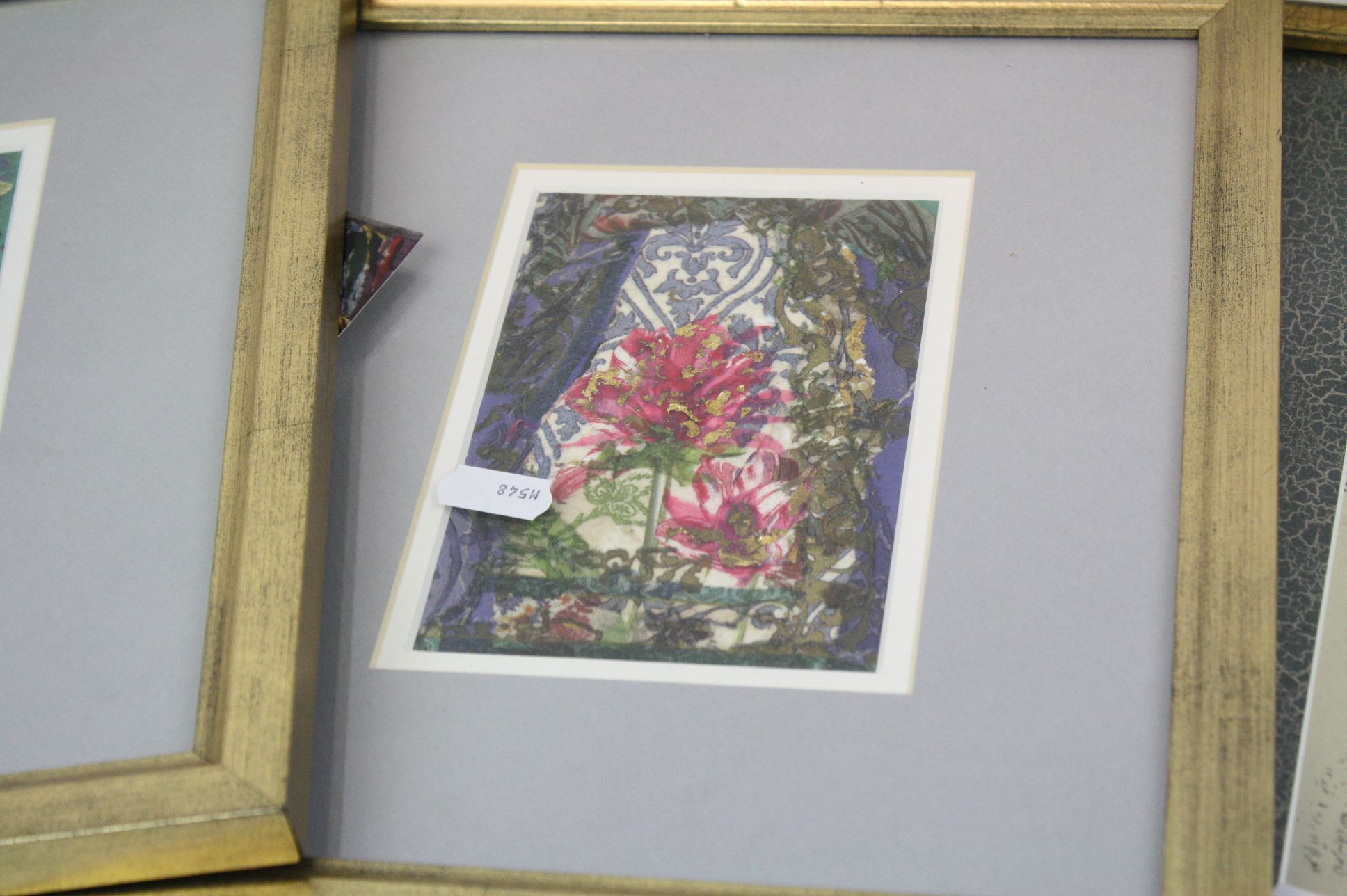 Pair of Kate Daunt Paper Collages titled Golden Tulips and Pink Tulips, 14cms x 10cms, framed and - Image 3 of 4