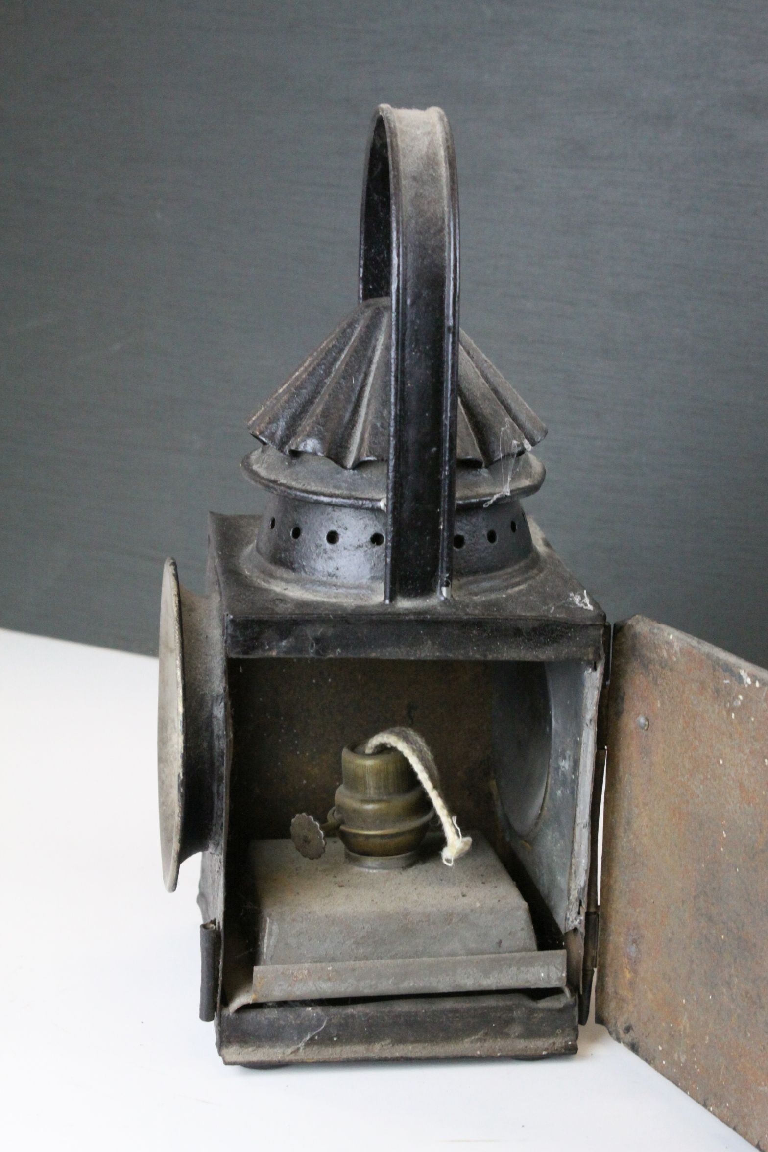 19th / Early 20th century Railway Lamp with burner, 30cms high together with another Lamp - Image 4 of 4