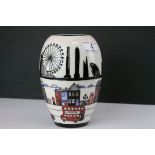 Moorcroft Vase with tube-lined decoration depicting scenes of London, dated 2014, 19cms high