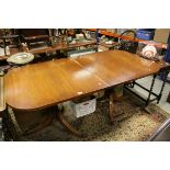 Regency Style Mahogany Twin Pedestal Dining Table with one additional leaf, approx. 228cms long with