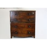 Early 19th century Mahogany Commode in the form of a Chest of Three Drawers, 68cms wide x 74cms