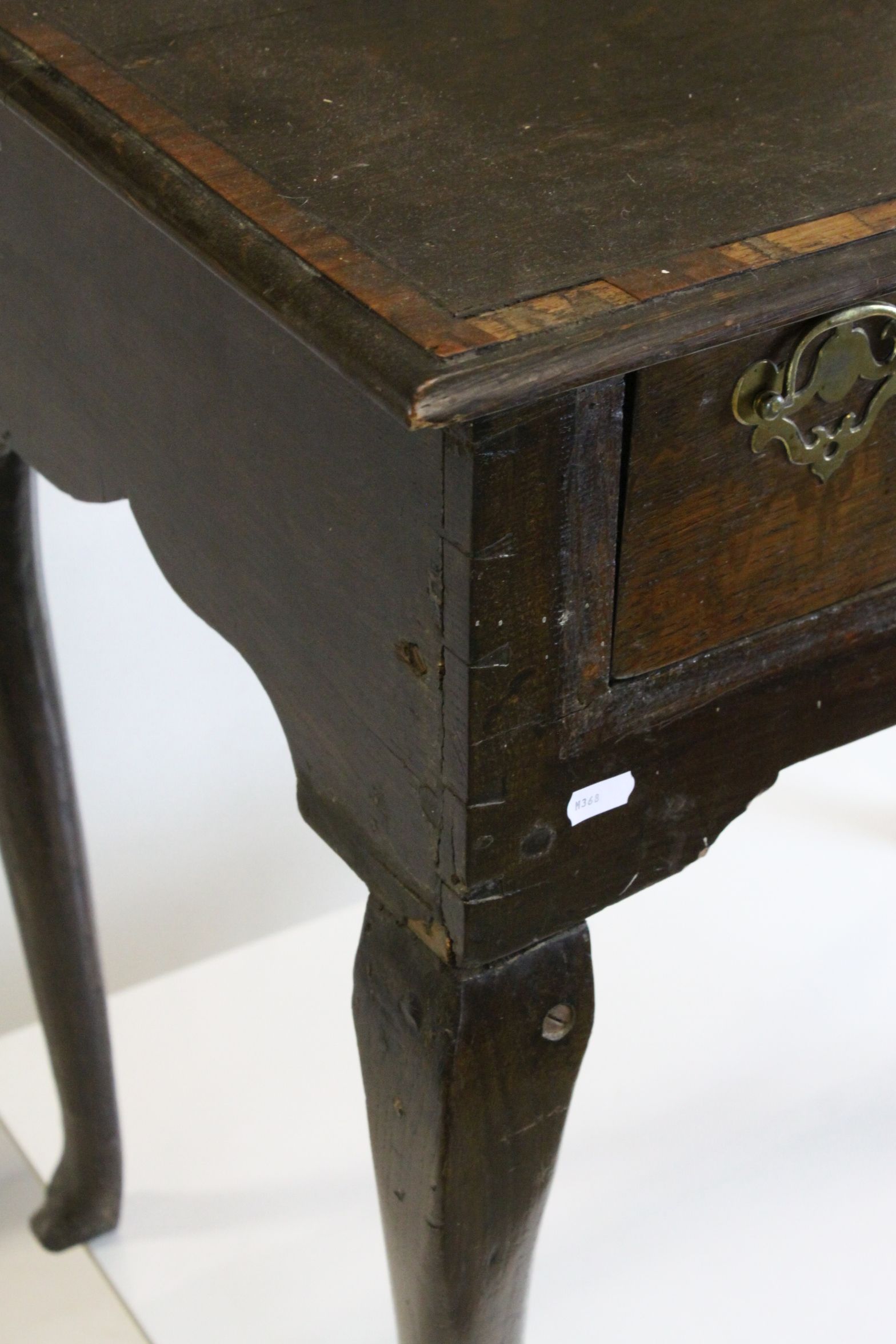 George II Oak and Walnut Side Table with an arrangement of Three Drawers, shaped aprons and front - Image 6 of 10