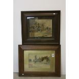 Pair of late Victorian watercolour studies of villages