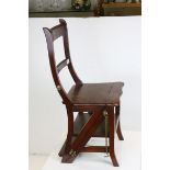 Mahogany metamorphic library chair which converts to step ladders