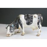 Cast Iron Model of a Friesian Cow and a Cast Metal Cockerel Door Stop