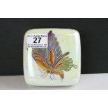 Wedgwood Lustre Square Trinket Box decorated with a Butterfly, 11cms wide