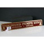 Brass business name Sign ' Sigmund Pumps Ltd ' 40cms x 6.5cms