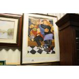 Beryl Cook - Framed Limited Edition Print signed in pencil with blind stamp ' Shall we dance '