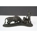 Jose Maria Moreno Bronze of a Bull Fighter and Bull, signed