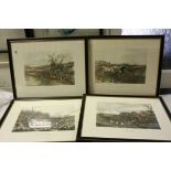 After W J Shayer, Set of Four Prints of 19th century Coloured Hunting Scene Engravings, image size