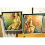 Pair of Oil Paintings of Nudes by Ewa Gawick, both signed