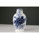 18th / 19th century Lidded Jar decorated in underglaze blue with flowers and butterflies, 15cms