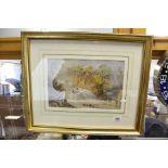 S Jackson, Early 20th century framed watercolour rural river scene with figures signed. 23 x 34