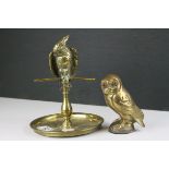 Brass Model / Jewellery Holder in the form of a Parrot on a Perch. 20cms high together with a