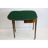Early 19th century Mahogany and Cross-banded Fold-over Card Table with green baize playing