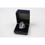 Silver Coffin Shaped Ring with skeleton inside