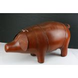 Liberty of London style Leather Pig Footstool, 55cms long