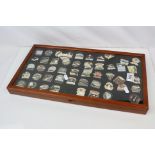 A collection of Danbury mint collectable enamel badges contained within display case.