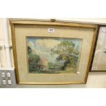 W Evans Linton early 20th century watercolour mill scene on a river signed, titled verso a Berkshire