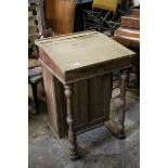 Victorian Pine and Walnut Clerks Desk with Brass Covered Inkwells, lift-up sloping writing