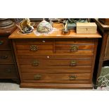 Edwardian Walnut Chest of Two Short over Two Long Drawers, 107cms long x 82cms high