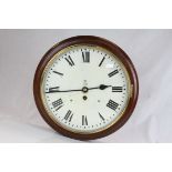 Elizabeth II Wooden Cased Circular Wall Clock, having enamelled dial with Roman numerals and crowned