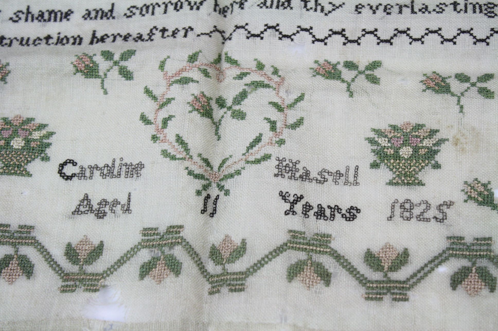 An early 19th century sampler titled second stage of life and dated 1825. - Image 6 of 6