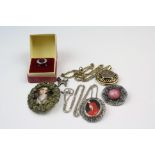 A collection of vintage costume jewellery to include a fully hallmarked sterling silver and Blue